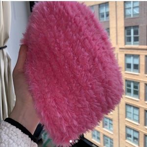 free people pink fluffy hat